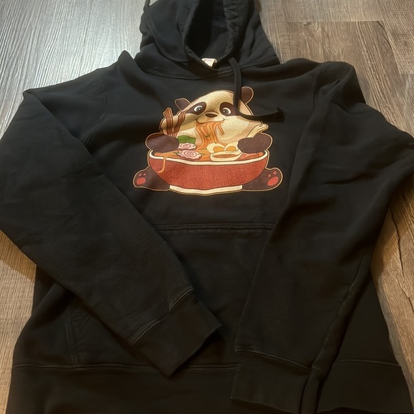 Kawaii Cute Anime Panda Otaku Japanese Ramen Noodles black hoodie size small - Picture 2 of 6